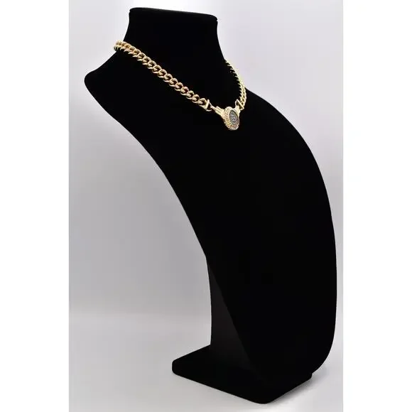 Givenchy Vintage Coin Medallion Collar Necklace Chunky Curb Gold Signed BinBM - Picture 4 of 12